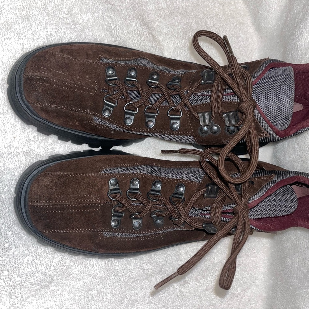PRADA Suede & Nylon Lace Up Hiking Boots Brown EU 38 1/2 US Size 8 New - Picture 11 of 14